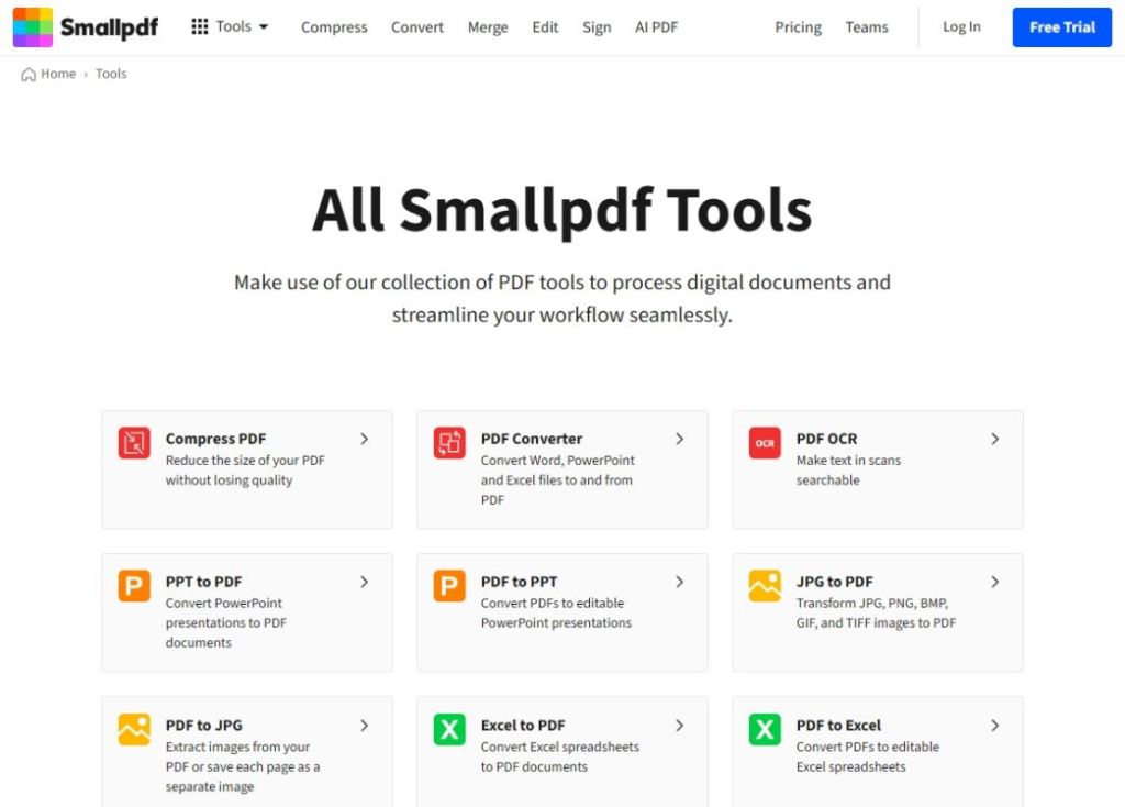 Smallpdf gratis PDF -redigeringsværktøjer