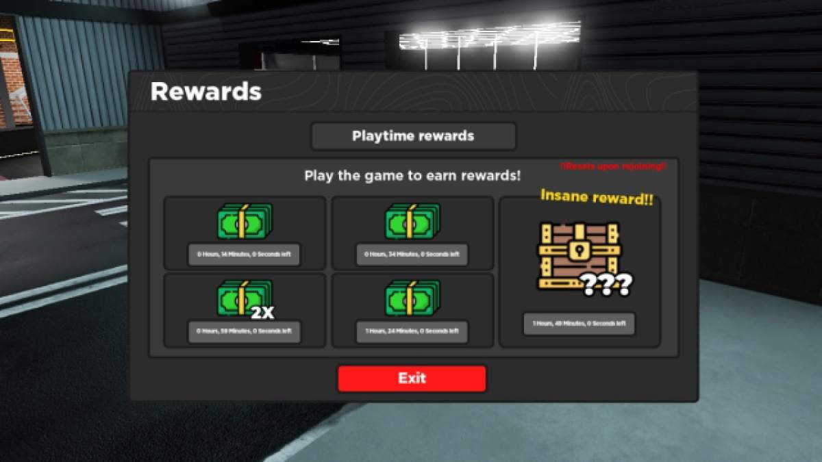 Midnat Chasers Highway Racing PlayTime Rewards Menu