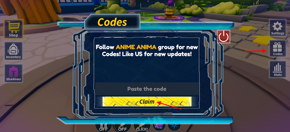 Anime Arise Evolution koder indløsningssektion