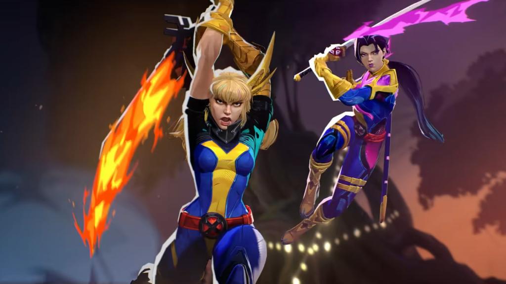 Magik og Psylocke som ændrer sig til kamp med sværd i marvel rivals