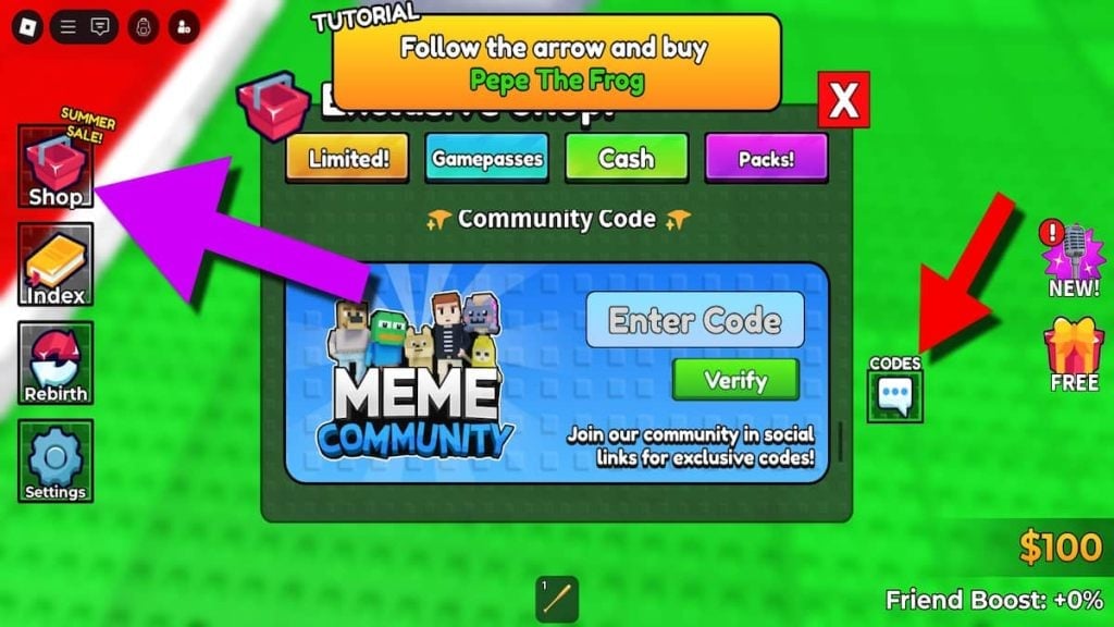 Hvordan man indløser koder i Steal a Meme.
