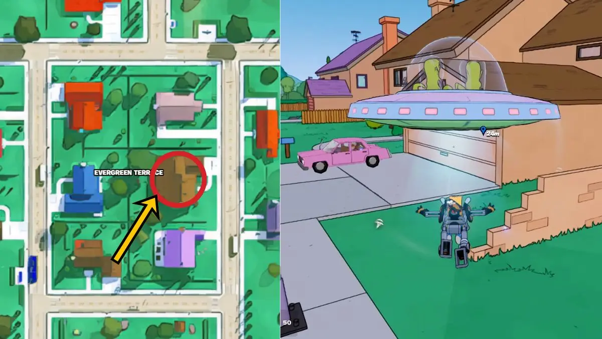 Fortnite Simpsons Hus Placering